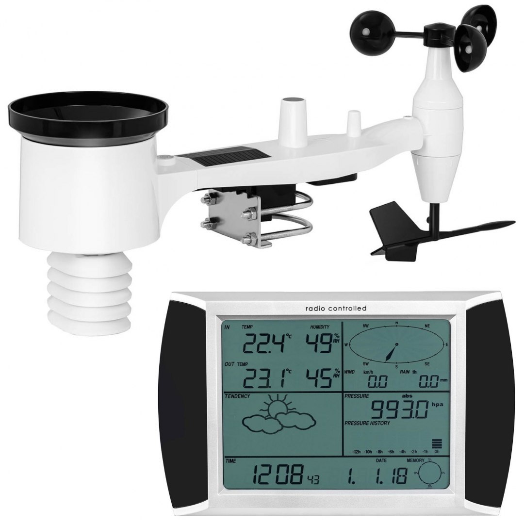 Bezprzewodowa stacja meteorologiczna pogodowa solarna 11 zjawisk LCD USB 100m Steinberg Systems Bezprzewodowa stacja meteorologiczna pogodowa solarna 11 zjawisk LCD USB 100m Steinberg Systems