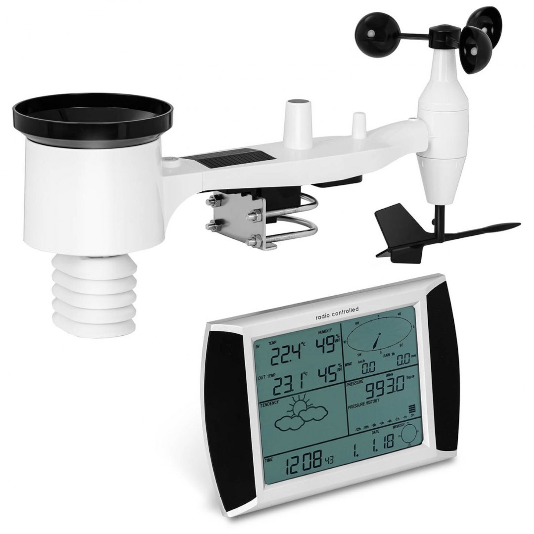 Bezprzewodowa stacja meteorologiczna pogodowa solarna 11 zjawisk LCD USB 100m Steinberg Systems Bezprzewodowa stacja meteorologiczna pogodowa solarna 11 zjawisk LCD USB 100m Steinberg Systems