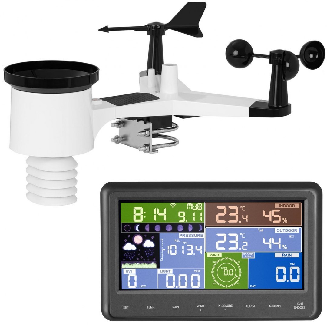 Bezprzewodowa stacja meteorologiczna pogodowa solarna LCD WiFi 100m Steinberg Systems Bezprzewodowa stacja meteorologiczna pogodowa solarna LCD WiFi 100m Steinberg Systems