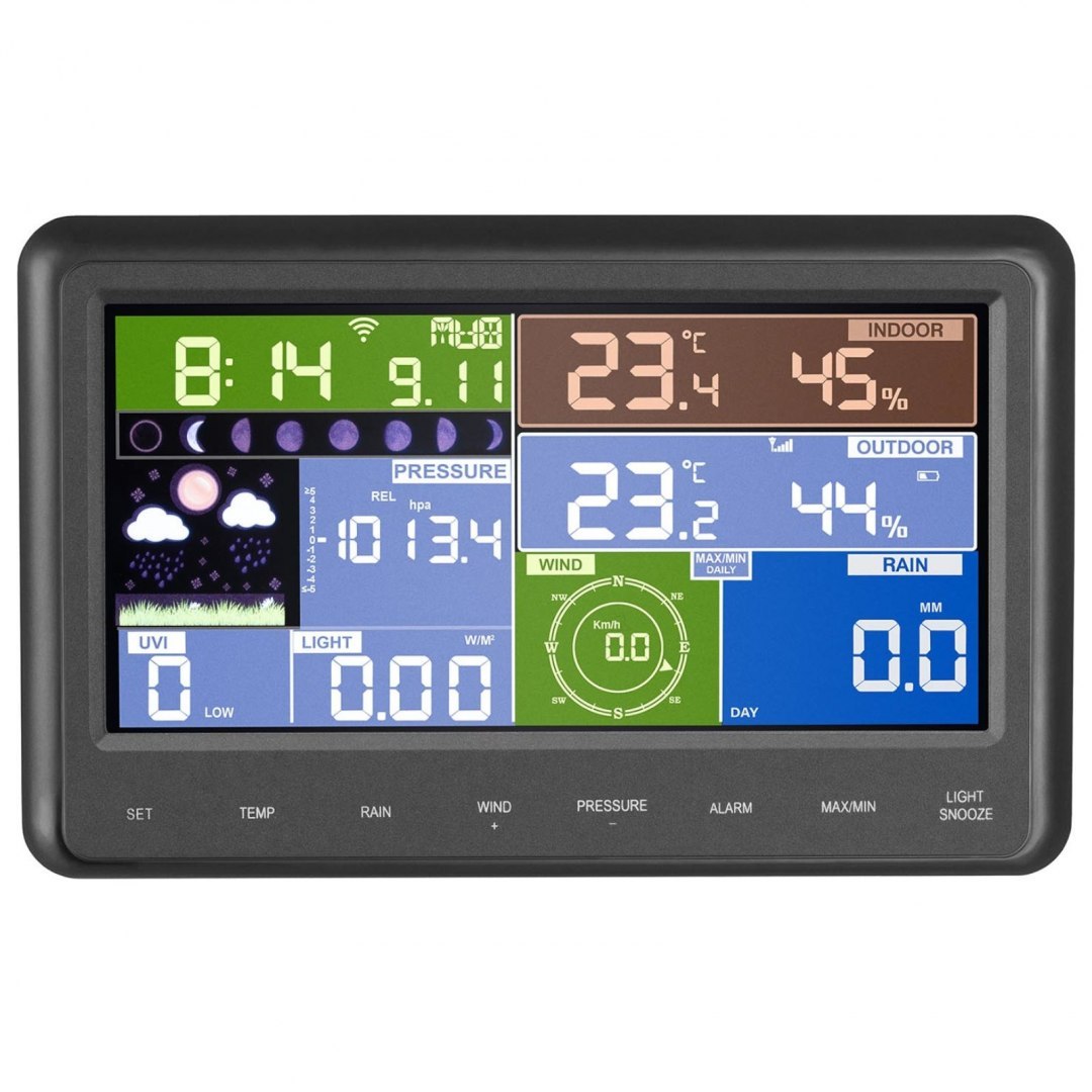 Bezprzewodowa stacja meteorologiczna pogodowa solarna LCD WiFi 100m Steinberg Systems Bezprzewodowa stacja meteorologiczna pogodowa solarna LCD WiFi 100m Steinberg Systems