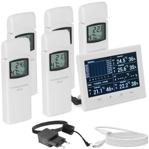 Bezprzewodowa stacja pogodowa 5 czujników microSD USB Steinberg Systems Bezprzewodowa stacja pogodowa 5 czujników microSD USB Steinberg Systems
