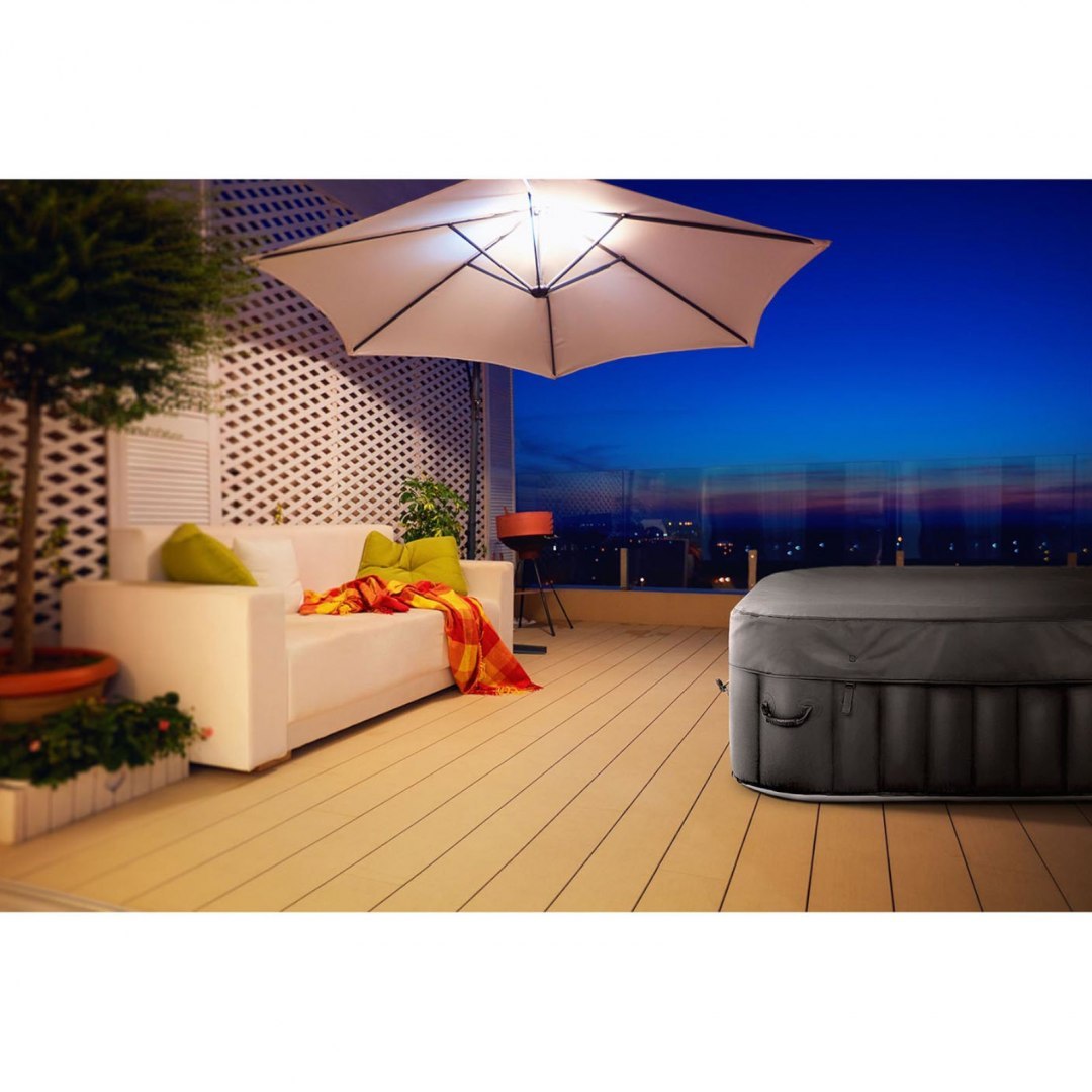 Jacuzzi ogrodowe dmuchane z masażem 4 osobowe 42C 600 l czarno-białe UNIPRODO Jacuzzi ogrodowe dmuchane z masażem 4 osobowe 42C 600 l czarno-białe UNIPRODO
