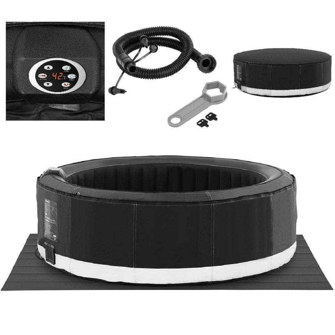 Jacuzzi ogrodowe dmuchane z masażem 6 osobowe 42C 1000 l czarne UNIPRODO Jacuzzi ogrodowe dmuchane z masażem 6 osobowe 42C 1000 l czarne UNIPRODO
