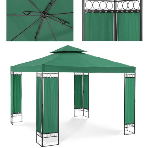 Pawilon ogrodowy altana namiot składany 3 x 3 x 2.6 m zielony UNIPRODO