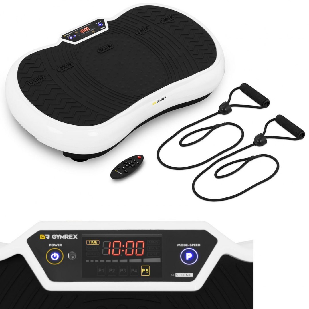 Platforma mata wibracyjna do ćwiczeń fitness z pilotem i linkami 3 strefy treningowe do 120 kg GYMREX Platforma mata wibracyjna do ćwiczeń fitness z pilotem i linkami 3 strefy treningowe do 120 kg GYMREX