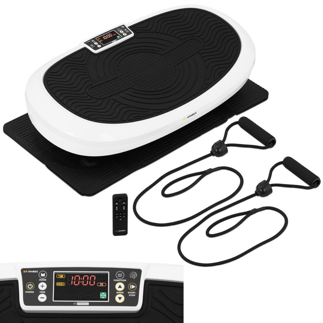 Platforma mata wibracyjna do ćwiczeń fitness z pilotem i linkami 7 funkcji do 120 kg GYMREX Platforma mata wibracyjna do ćwiczeń fitness z pilotem i linkami 7 funkcji do 120 kg GYMREX