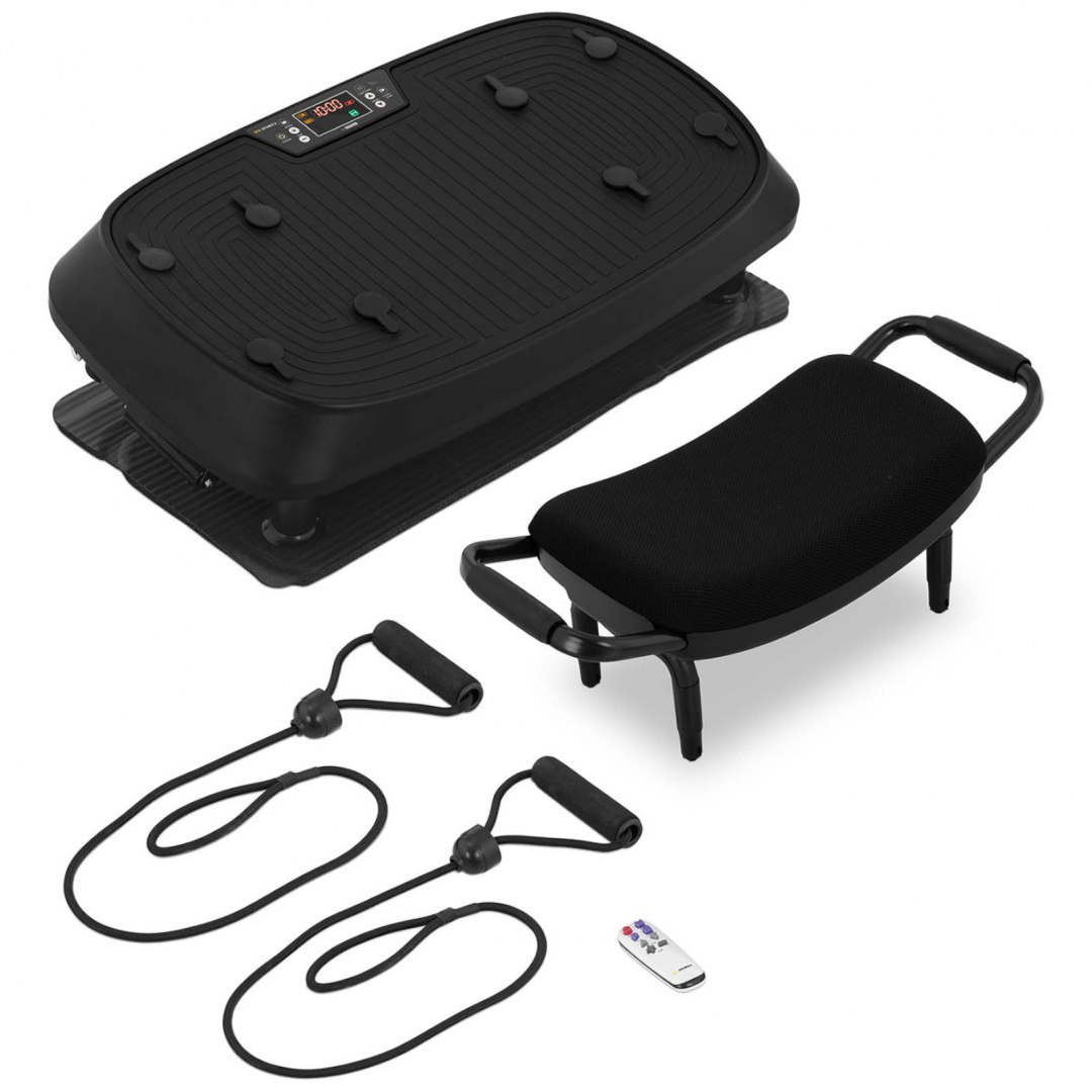 Platforma mata wibracyjna do ćwiczeń fitness z siedziskiem i linkami do 120 kg GYMREX Platforma mata wibracyjna do ćwiczeń fitness z siedziskiem i linkami do 120 kg GYMREX