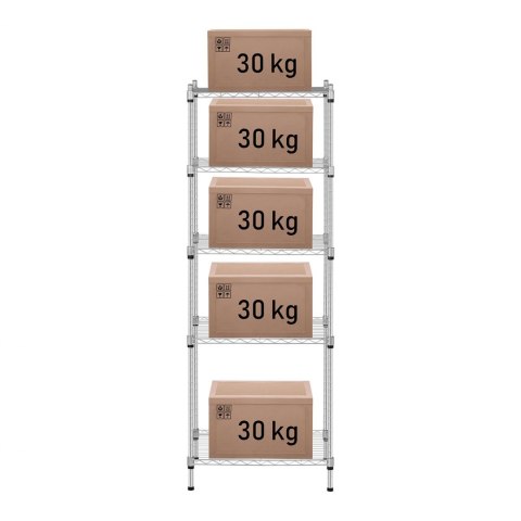 Regał magazynowy druciany ażurowy kolor szary 150x55x35cm do 150kg Royal Catering Regał magazynowy druciany ażurowy kolor szary 150x55x35cm do 150kg Royal Catering