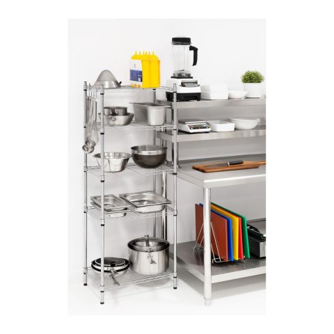 Regał magazynowy druciany ażurowy kolor szary 150x55x35cm do 150kg Royal Catering Regał magazynowy druciany ażurowy kolor szary 150x55x35cm do 150kg Royal Catering