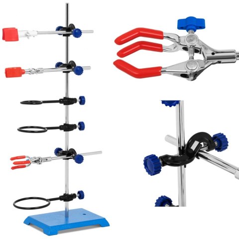 Statyw stojak laboratoryjny z wyposażeniem 3 pierścienie 3 uchwyty Steinberg Systems