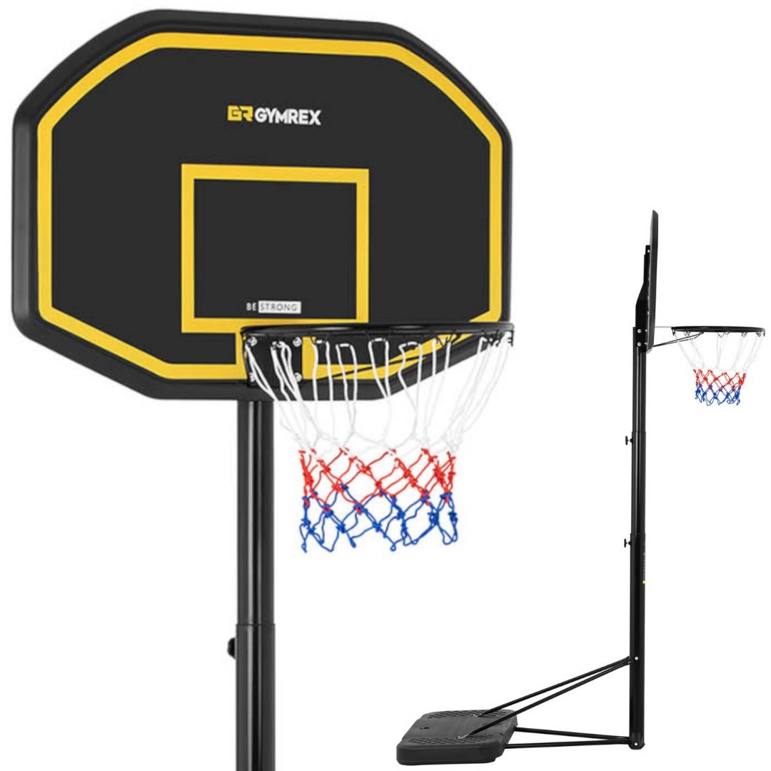Zestaw kosz do koszykówki mobilny regulowany na stojaku wys. 200-305 cm GYMREX Zestaw kosz do koszykówki mobilny regulowany na stojaku wys. 200-305 cm GYMREX