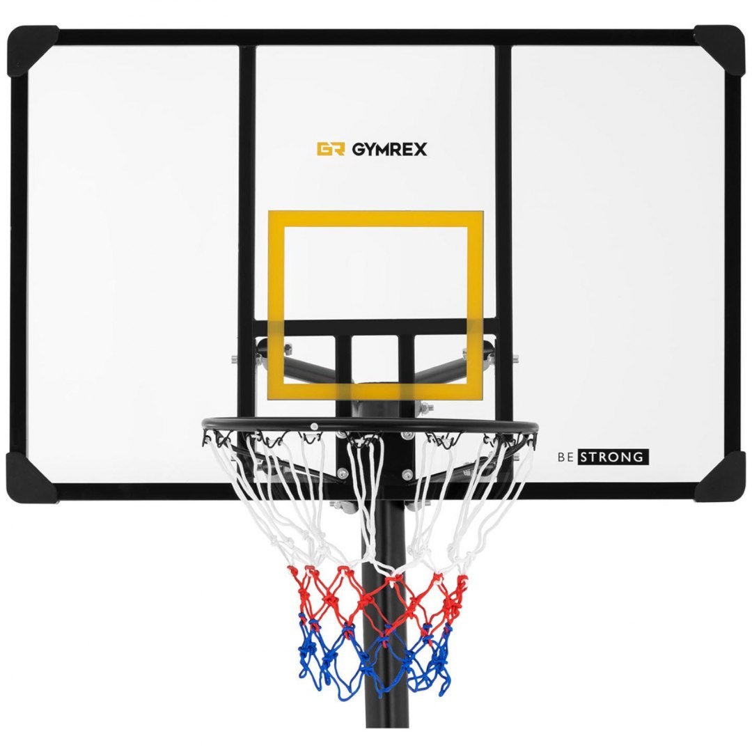 Zestaw kosz do koszykówki mobilny regulowany na stojaku wys. 230-305 cm GYMREX Zestaw kosz do koszykówki mobilny regulowany na stojaku wys. 230-305 cm GYMREX