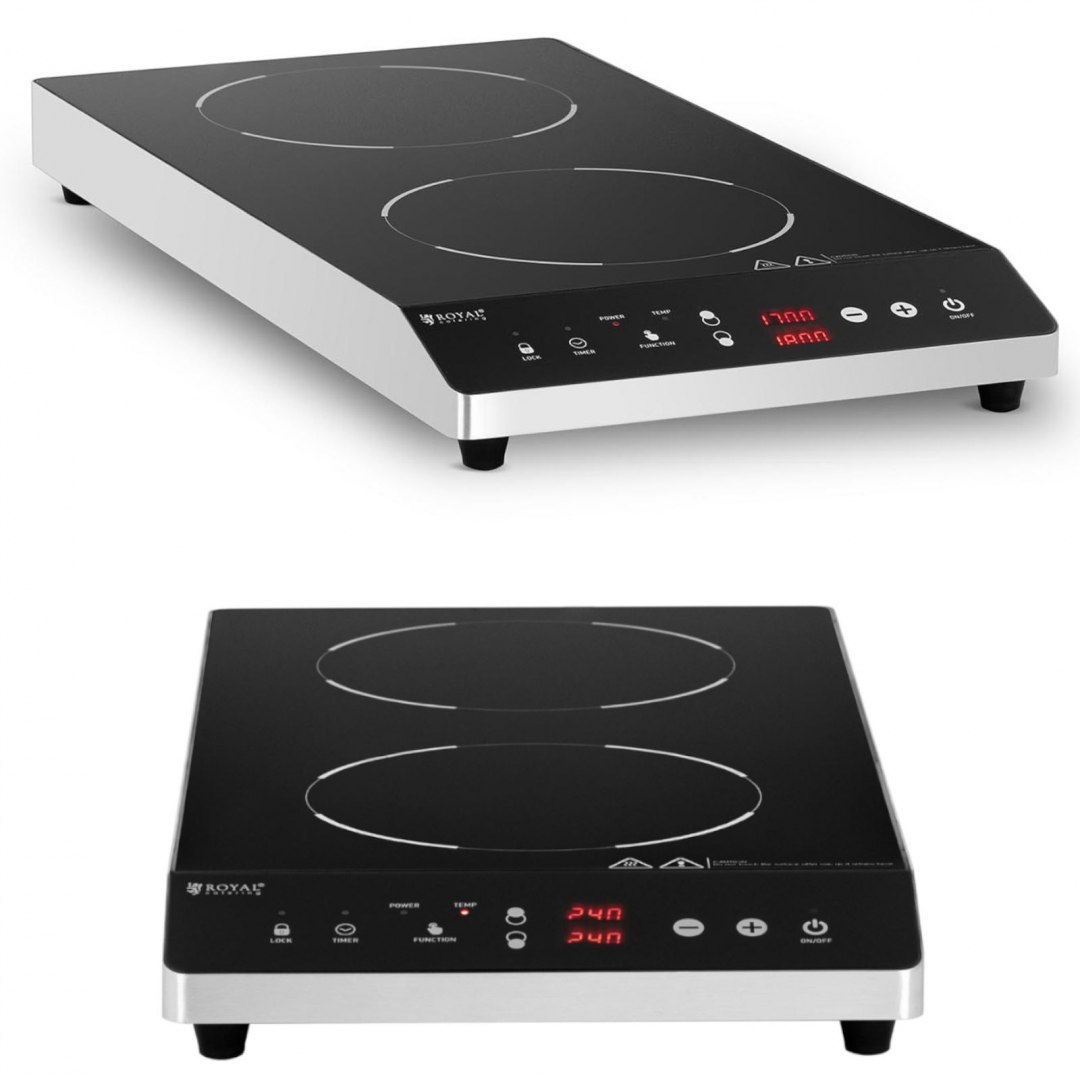Kuchenka płyta indukcyjna nastawna 2 pola grzewcze śr. 26 cm LED 1800 W Royal Catering Kuchenka płyta indukcyjna nastawna 2 pola grzewcze śr. 26 cm LED 1800 W Royal Catering