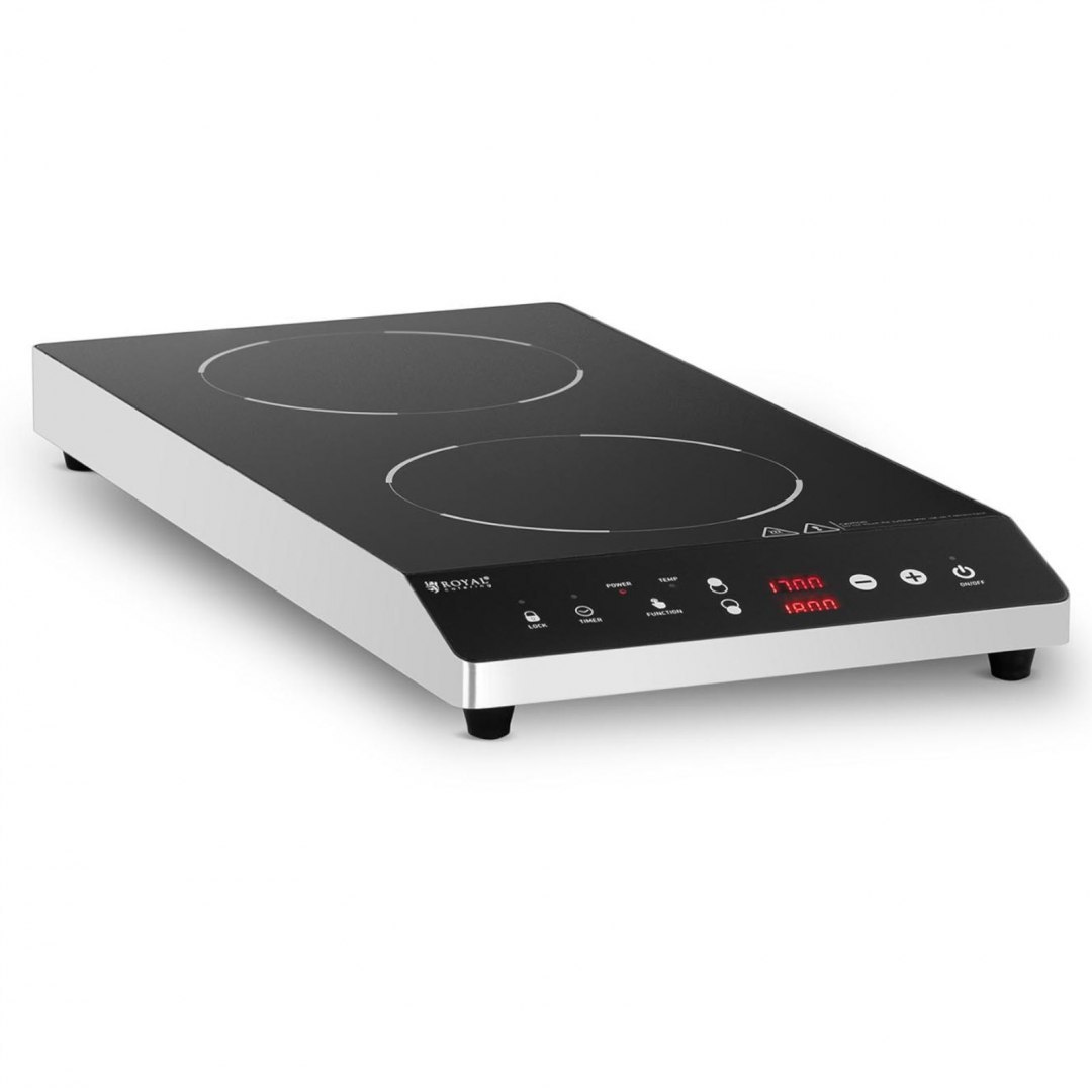 Kuchenka płyta indukcyjna nastawna 2 pola grzewcze śr. 26 cm LED 1800 W Royal Catering Kuchenka płyta indukcyjna nastawna 2 pola grzewcze śr. 26 cm LED 1800 W Royal Catering