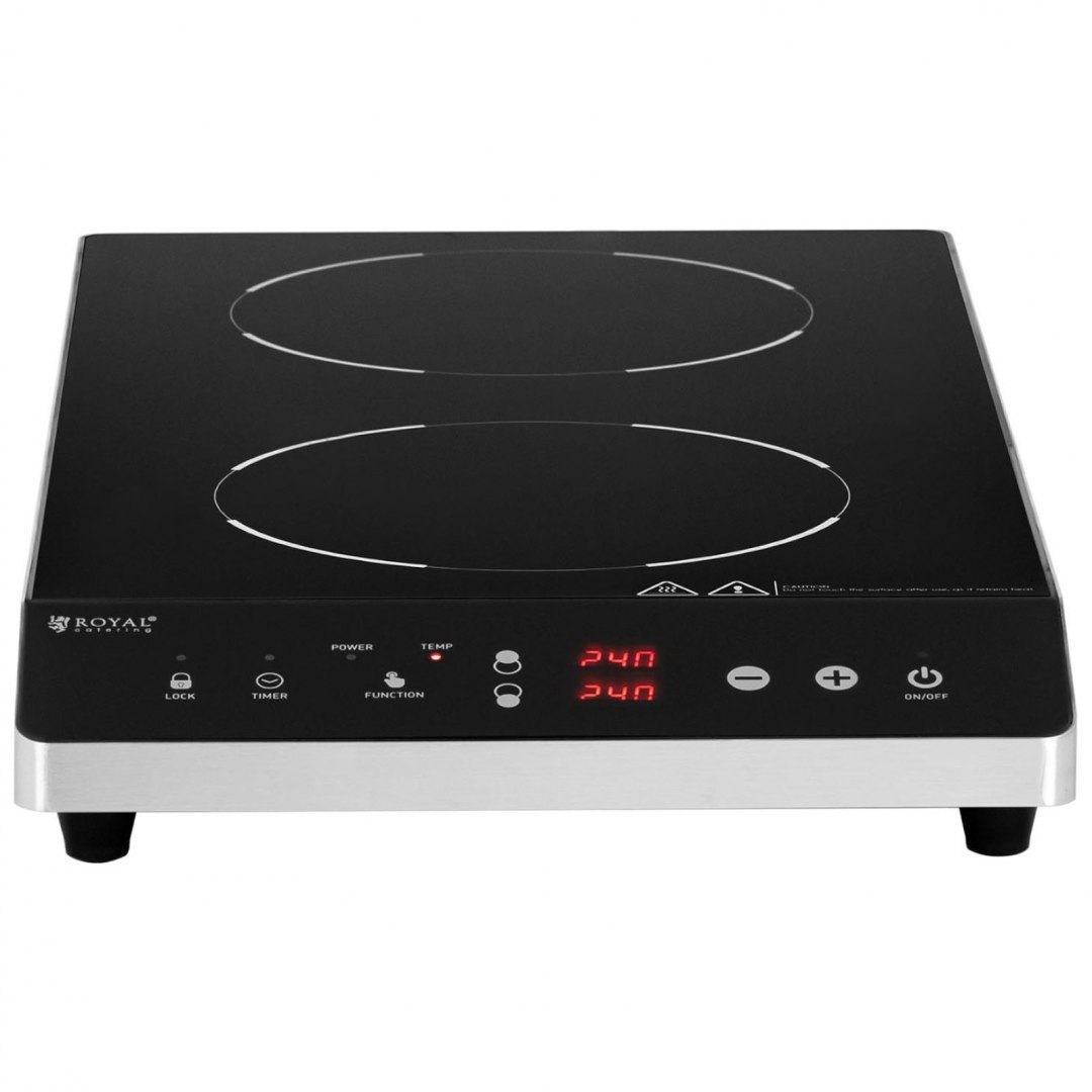 Kuchenka płyta indukcyjna nastawna 2 pola grzewcze śr. 26 cm LED 1800 W Royal Catering Kuchenka płyta indukcyjna nastawna 2 pola grzewcze śr. 26 cm LED 1800 W Royal Catering