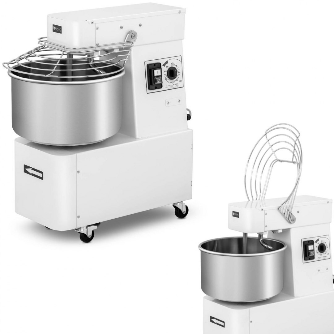 Miesiarka planetarna mikser spiralny do ciasta ze stałą dzieżą 22 l 56 kg/h 750 W ITALY Royal Catering Miesiarka planetarna mikser spiralny do ciasta ze stałą dzieżą 22 l 56 kg/h 750 W ITALY Royal Catering