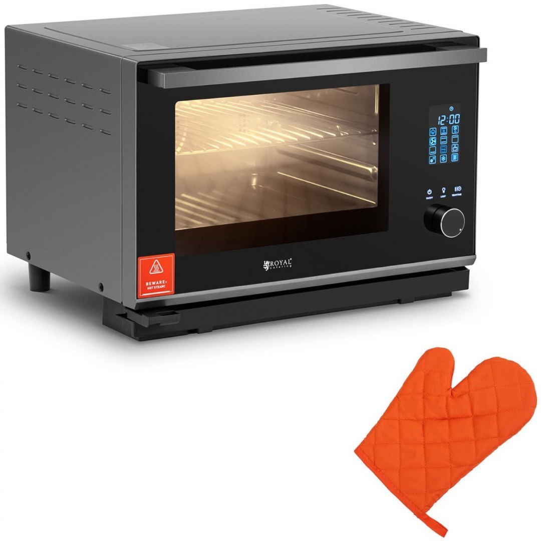 Piekarnik konwekcyjny gastronomiczny z funkcją pary 3 poziomy stal 2100 W Royal Catering Piekarnik konwekcyjny gastronomiczny z funkcją pary 3 poziomy stal 2100 W Royal Catering