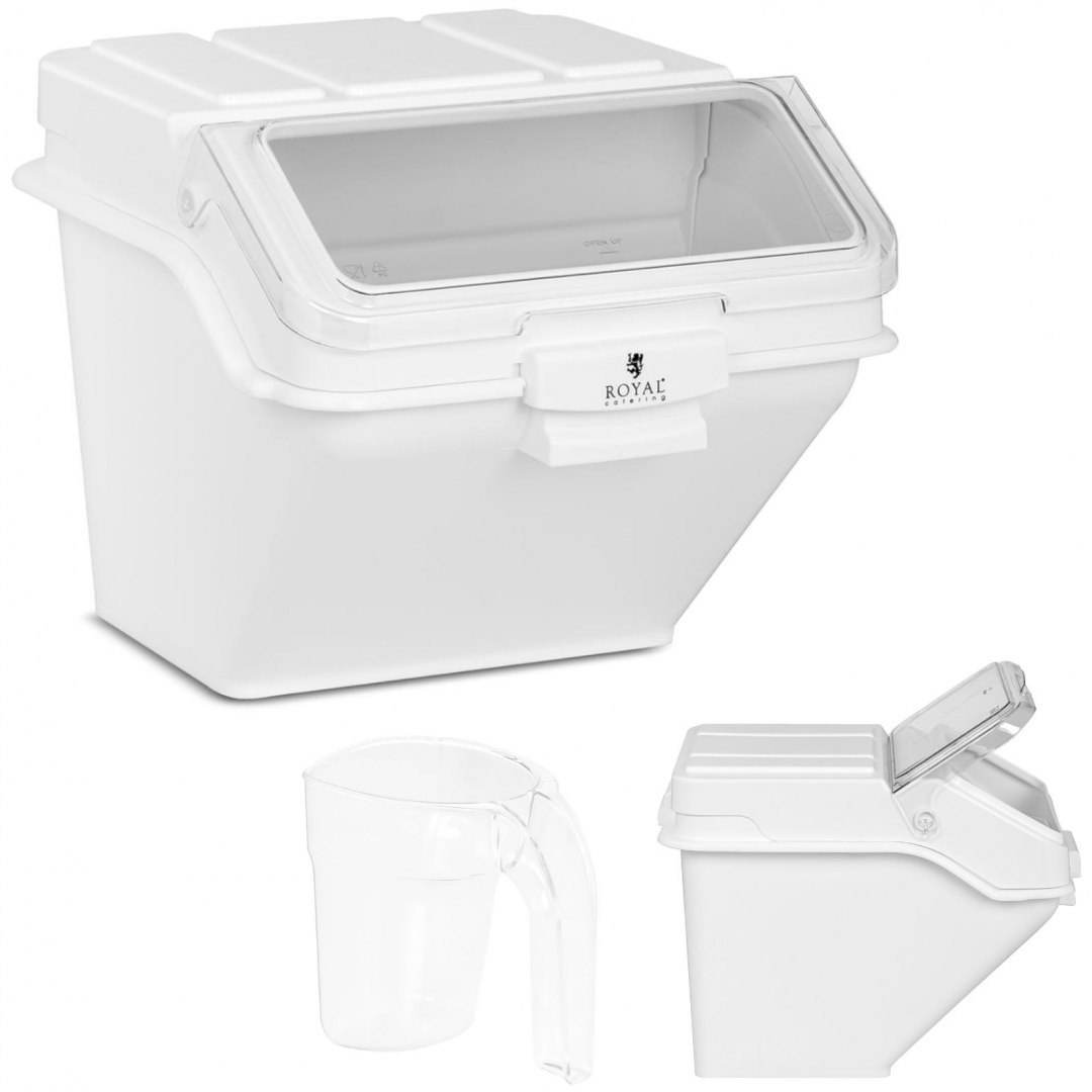 Pojemnik gastronomiczny na produkty sypkie z szufelką 47 l Royal Catering Pojemnik gastronomiczny na produkty sypkie z szufelką 47 l Royal Catering