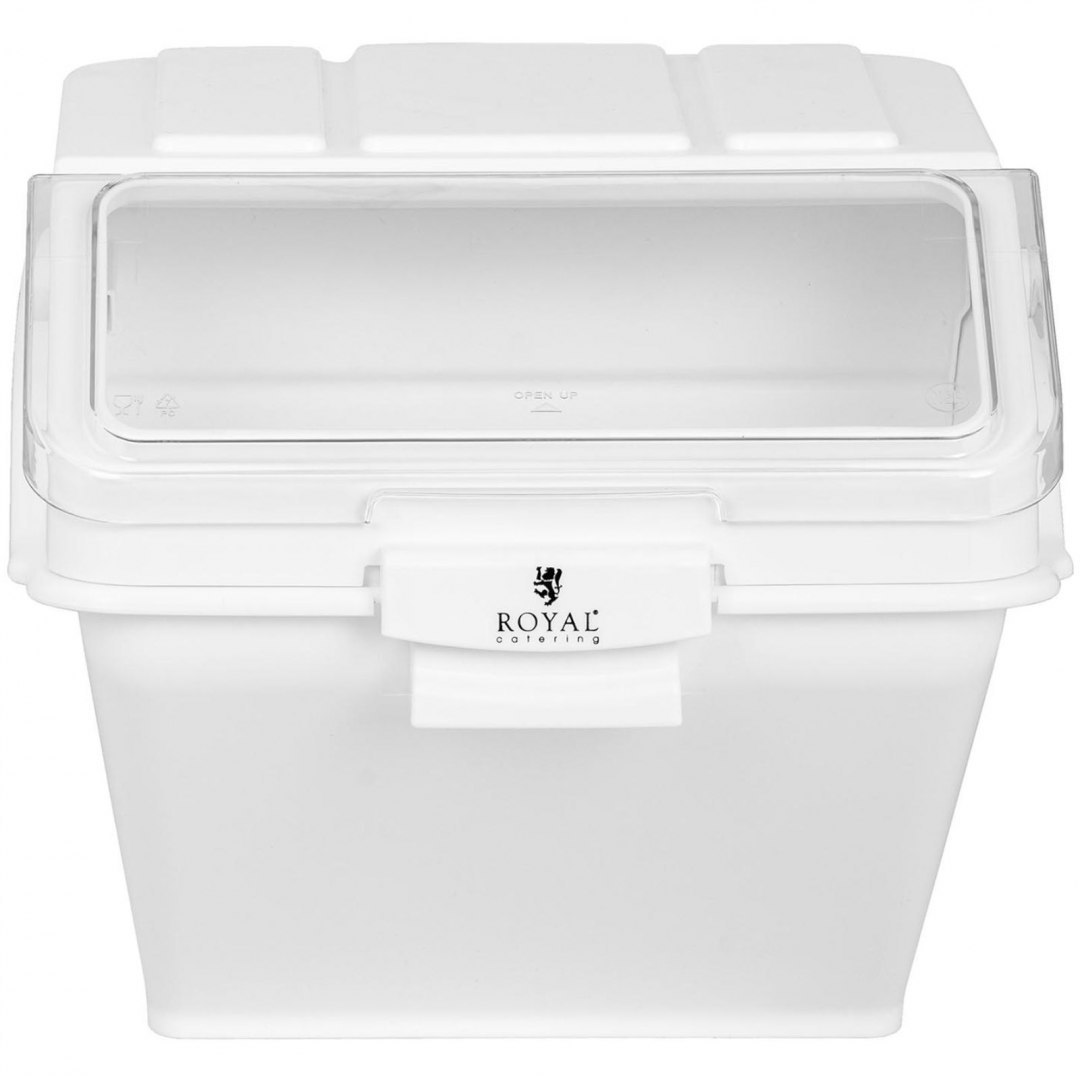 Pojemnik gastronomiczny na produkty sypkie z szufelką 47 l Royal Catering Pojemnik gastronomiczny na produkty sypkie z szufelką 47 l Royal Catering