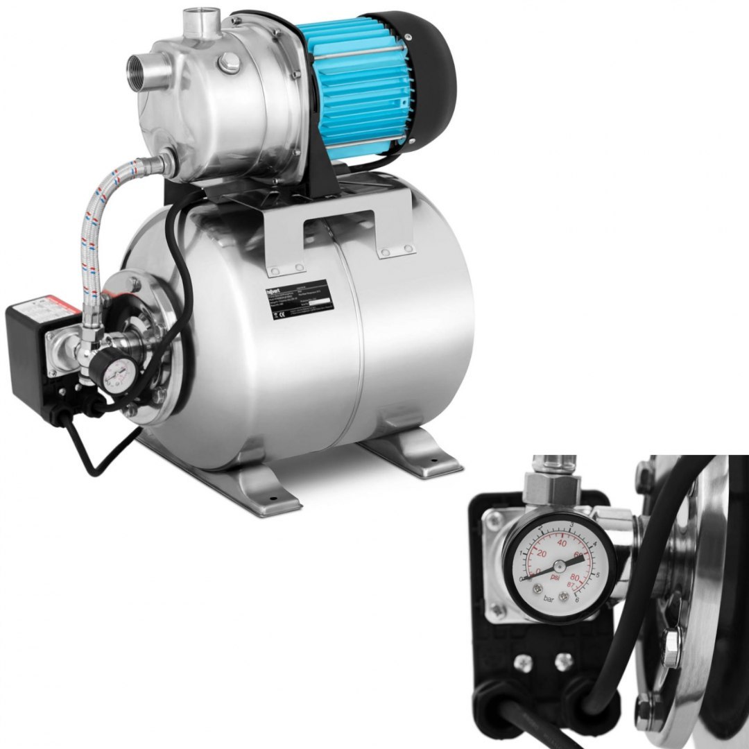 Pompa ciśnieniowa samozasysająca hydrofor do pompowania wody 19 l 3100 l/h 1000 W Hillvert Pompa ciśnieniowa samozasysająca hydrofor do pompowania wody 19 l 3100 l/h 1000 W Hillvert