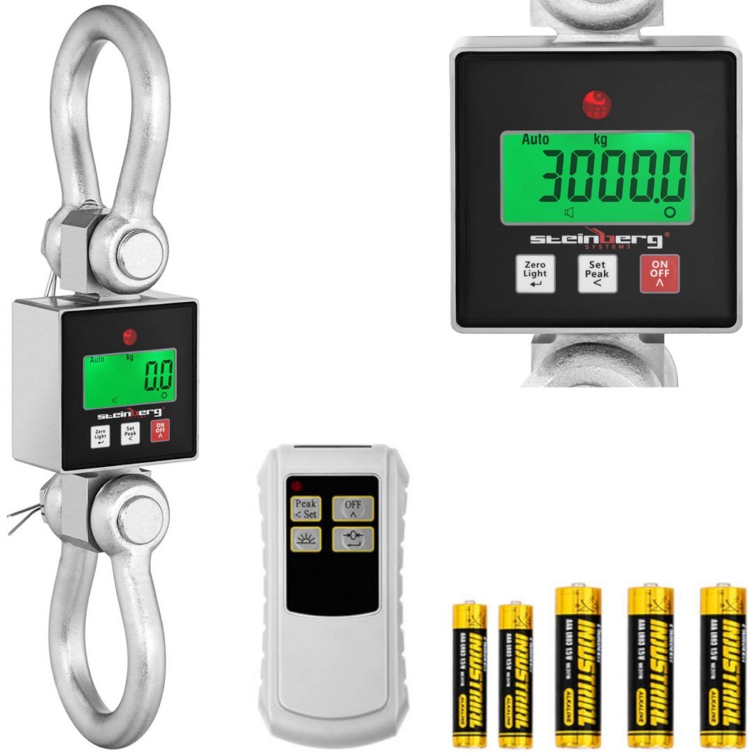 Waga hakowa podwieszana magazynowa z pilotem LCD do 3000 kg Steinberg Systems Waga hakowa podwieszana magazynowa z pilotem LCD do 3000 kg Steinberg Systems