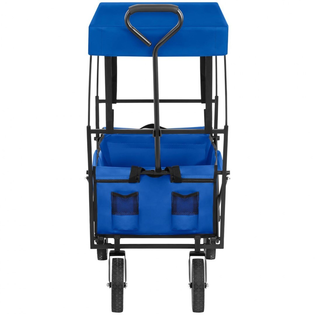 Wózek ogrodowy składany z torbą i daszkiem do 100 kg niebieski UNIPRODO