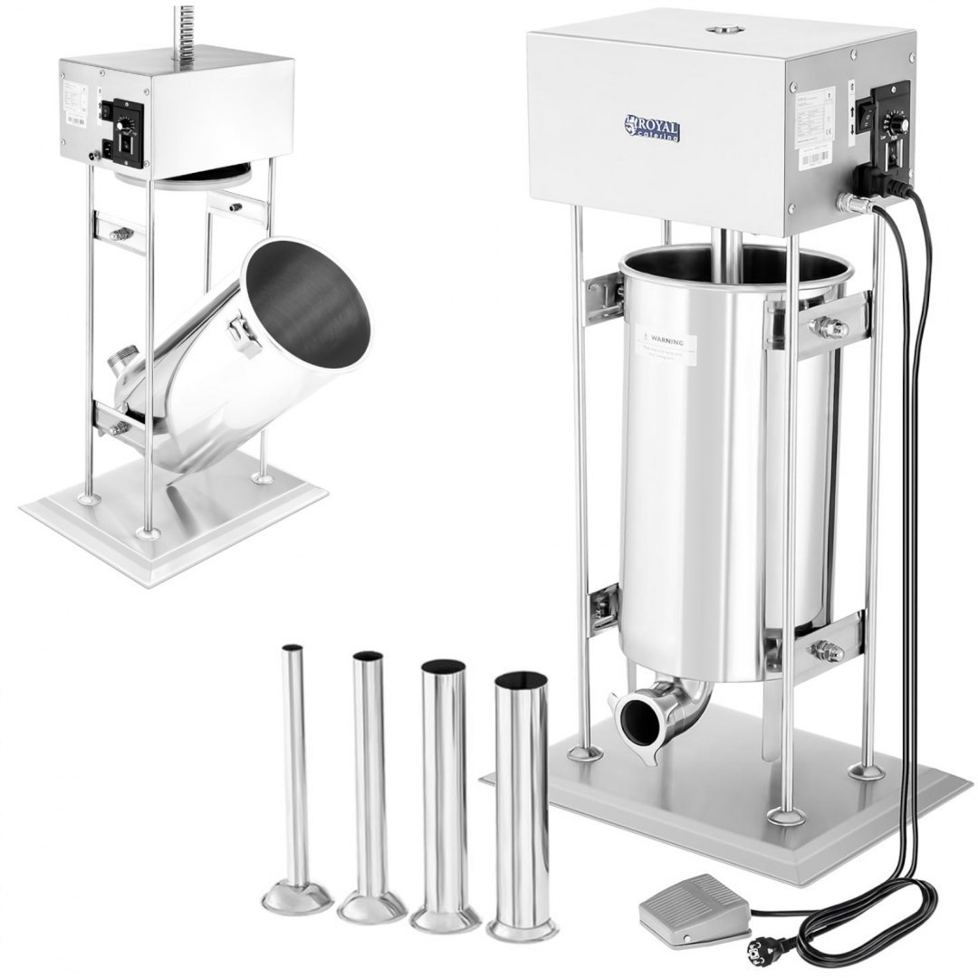 Napełniacz nadziewarka do kiełbasy elektryczny z silnikiem Royal Catering + 4 lejki 15L Royal Catering Napełniacz nadziewarka do kiełbasy elektryczny z silnikiem Royal Catering + 4 lejki 15L Royal Catering