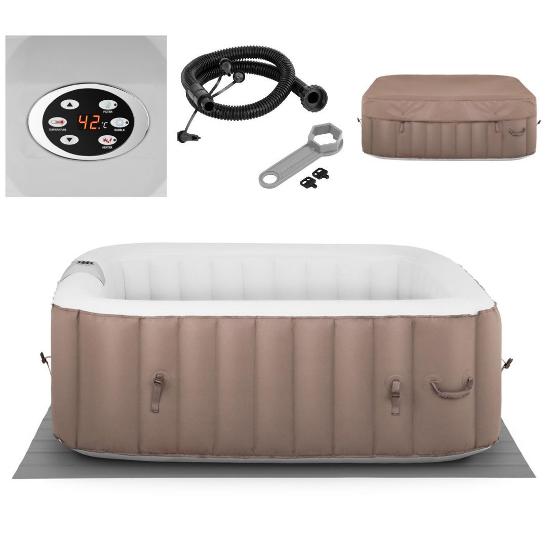 Jacuzzi ogrodowe dmuchane z masażem 6 osobowe 42C 900 l beżowo-białe UNIPRODO Jacuzzi ogrodowe dmuchane z masażem 6 osobowe 42C 900 l beżowo-białe UNIPRODO