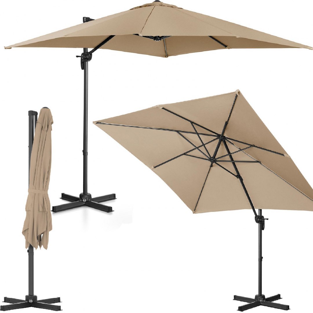 Parasol ogrodowy boczny na wysięgniku kwadratowy 250 x 250 cm beżowy UNIPRODO Parasol ogrodowy boczny na wysięgniku kwadratowy 250 x 250 cm beżowy UNIPRODO