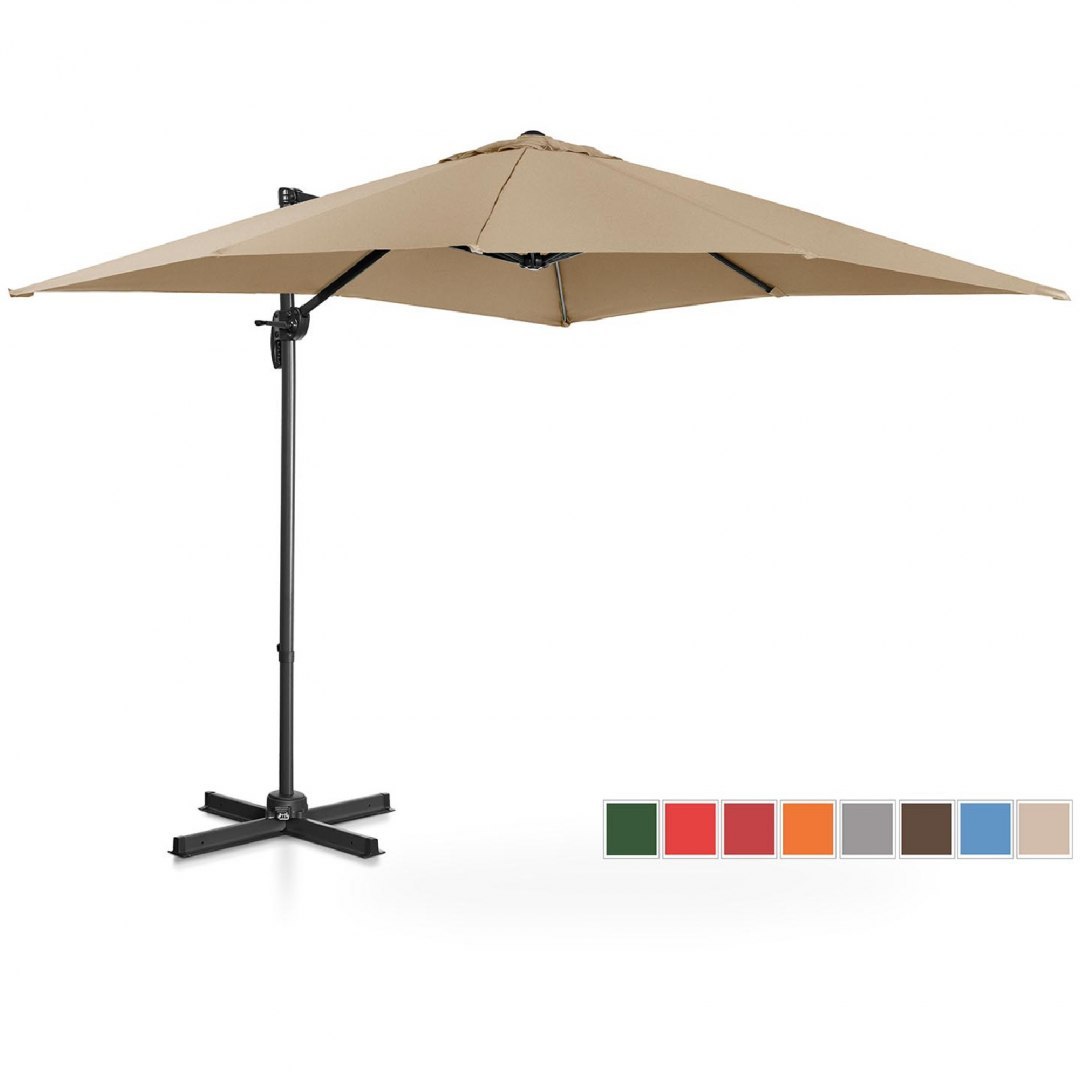 Parasol ogrodowy boczny na wysięgniku kwadratowy 250 x 250 cm beżowy UNIPRODO Parasol ogrodowy boczny na wysięgniku kwadratowy 250 x 250 cm beżowy UNIPRODO