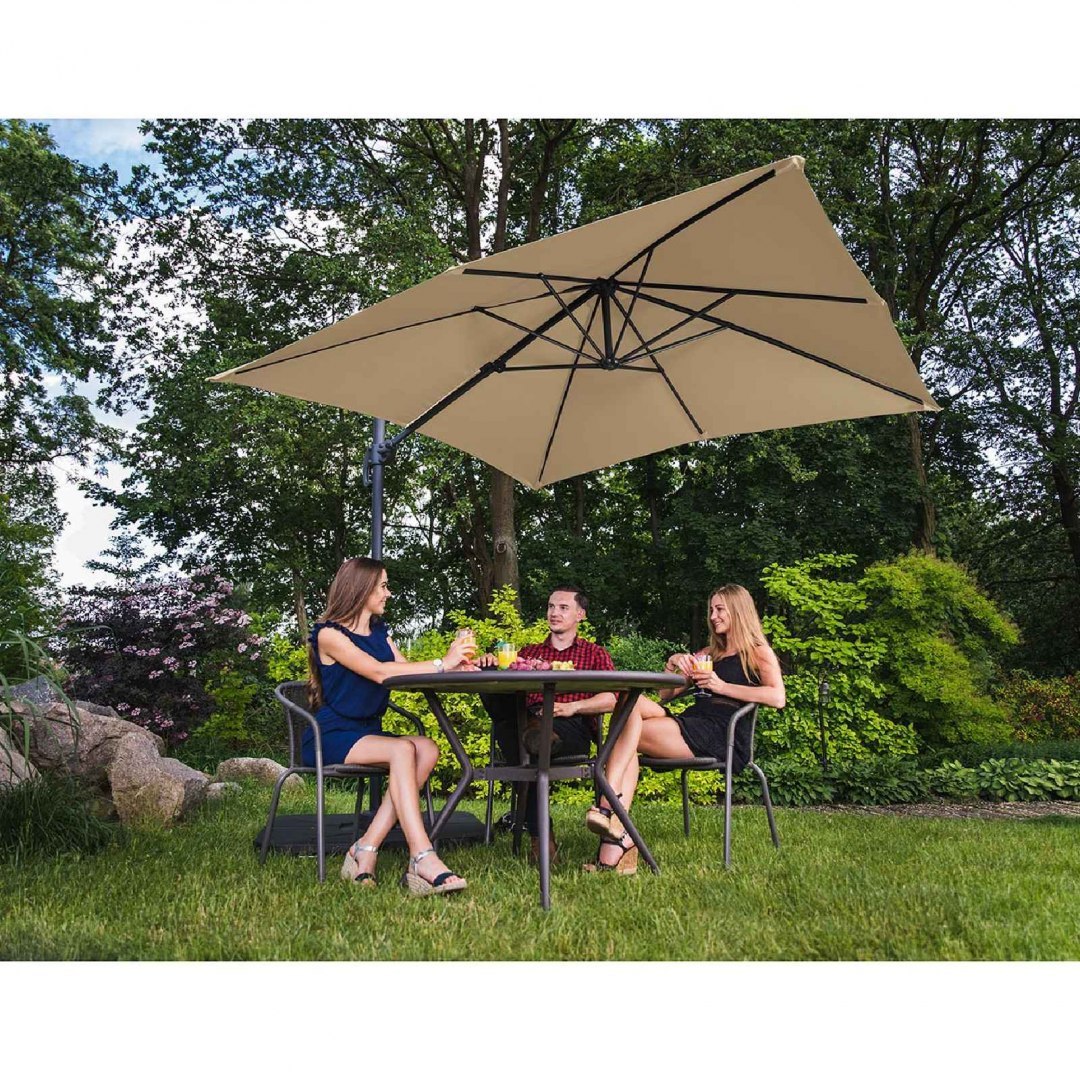 Parasol ogrodowy boczny na wysięgniku kwadratowy 250 x 250 cm beżowy UNIPRODO Parasol ogrodowy boczny na wysięgniku kwadratowy 250 x 250 cm beżowy UNIPRODO