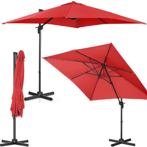 Parasol ogrodowy boczny na wysięgniku kwadratowy 250 x 250 cm czerwony UNIPRODO