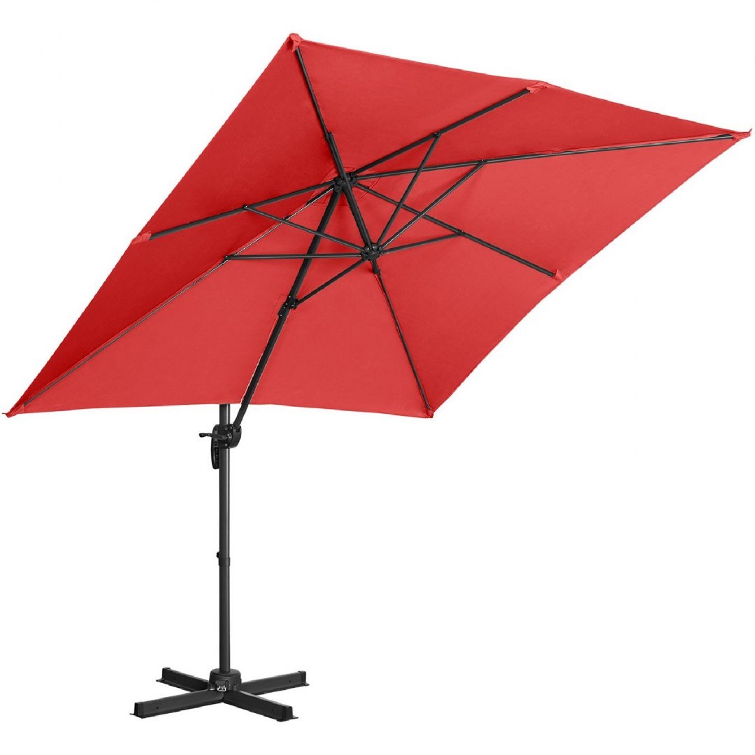 Parasol ogrodowy boczny na wysięgniku kwadratowy 250 x 250 cm czerwony UNIPRODO Parasol ogrodowy boczny na wysięgniku kwadratowy 250 x 250 cm czerwony UNIPRODO