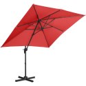 Parasol ogrodowy boczny na wysięgniku kwadratowy 250 x 250 cm czerwony UNIPRODO