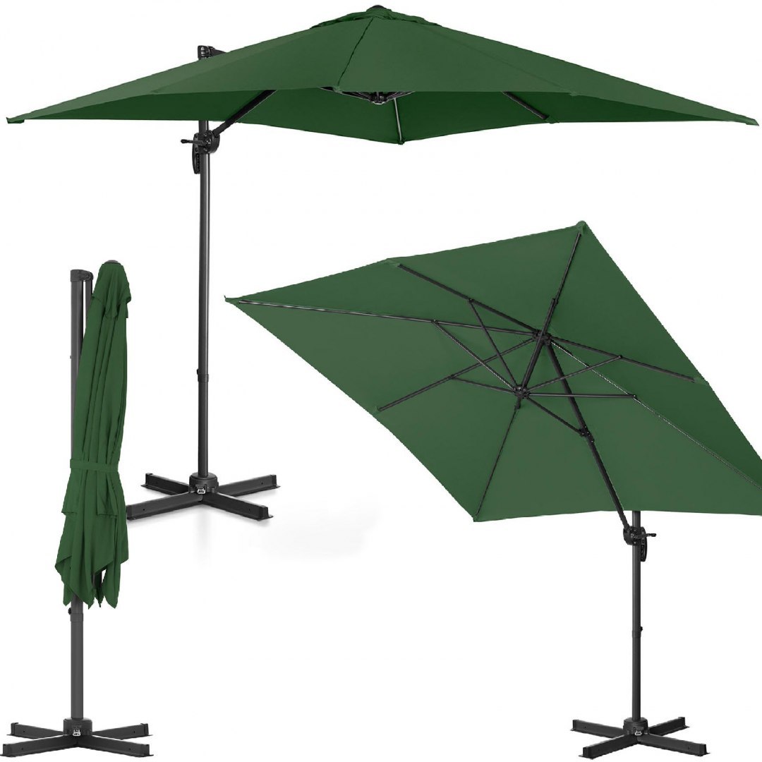Parasol ogrodowy boczny na wysięgniku kwadratowy 250 x 250 cm zielony UNIPRODO Parasol ogrodowy boczny na wysięgniku kwadratowy 250 x 250 cm zielony UNIPRODO
