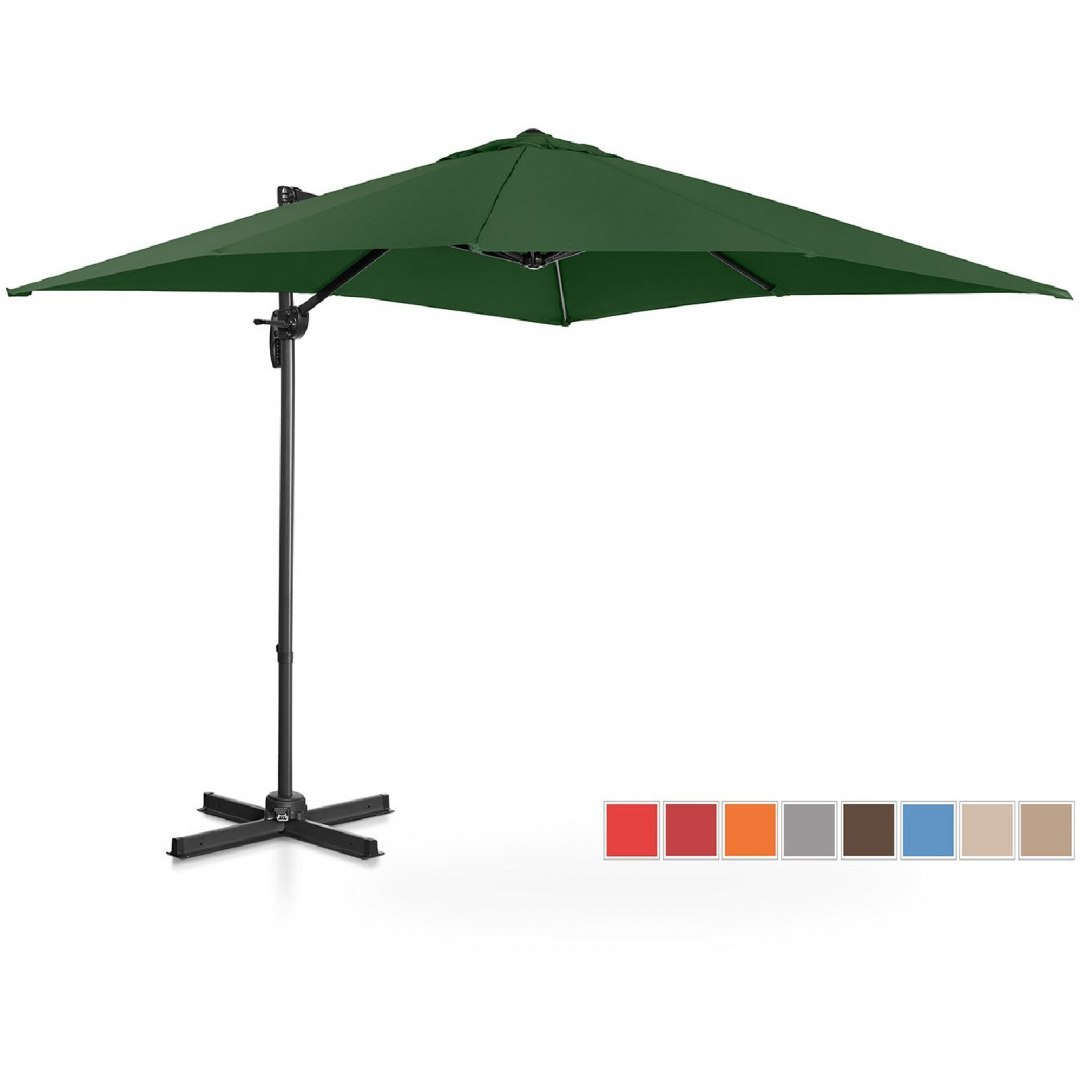 Parasol ogrodowy boczny na wysięgniku kwadratowy 250 x 250 cm zielony UNIPRODO Parasol ogrodowy boczny na wysięgniku kwadratowy 250 x 250 cm zielony UNIPRODO