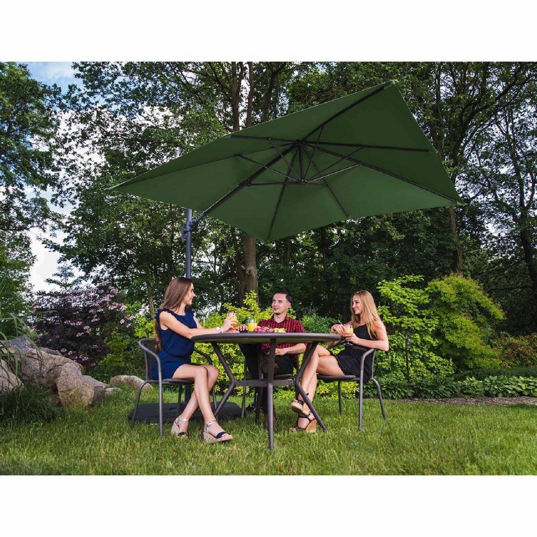 Parasol ogrodowy boczny na wysięgniku kwadratowy 250 x 250 cm zielony UNIPRODO Parasol ogrodowy boczny na wysięgniku kwadratowy 250 x 250 cm zielony UNIPRODO