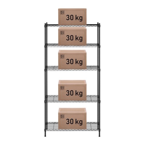 Regał magazynowy druciany ażurowy kolor czarny 180x90x35cm do 150kg Royal Catering Regał magazynowy druciany ażurowy kolor czarny 180x90x35cm do 150kg Royal Catering