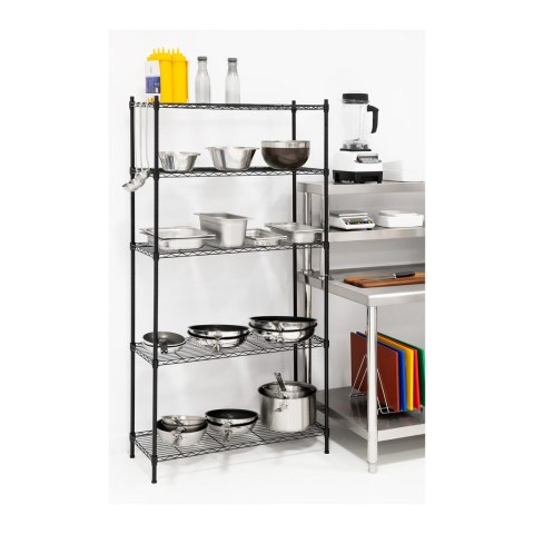 Regał magazynowy druciany ażurowy kolor czarny 180x90x35cm do 150kg Royal Catering Regał magazynowy druciany ażurowy kolor czarny 180x90x35cm do 150kg Royal Catering