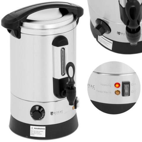 Warnik podgrzewacz do wody grzańca podwójne ścianki stalowy 6.5L 1500 W Royal Catering Warnik podgrzewacz do wody grzańca podwójne ścianki stalowy 6.5L 1500 W Royal Catering