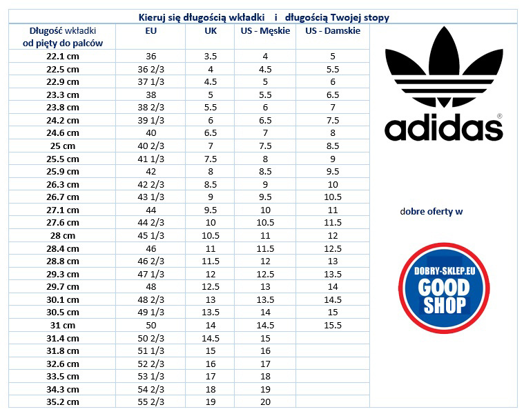 Adidas rozmiary butów sportowych