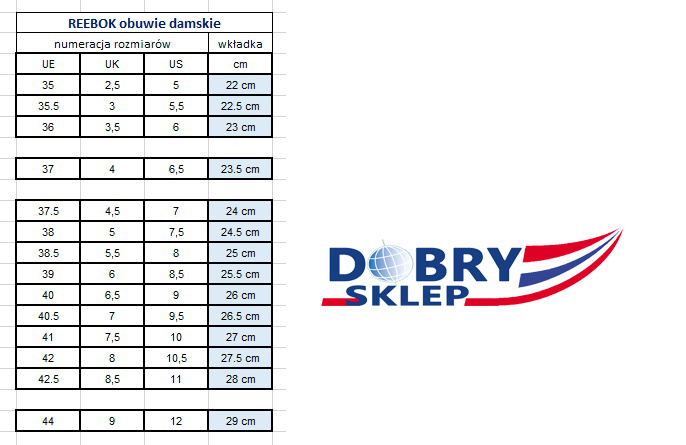 Reebok rozmiary Dobry Sklep